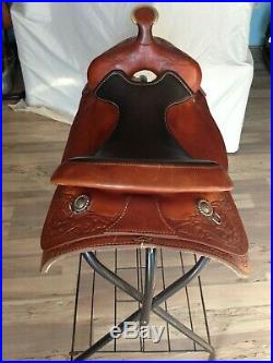 BEAUTIFUL Circle Y Saddle 16 Tooled Leather Rawhide Trim Horse Tack