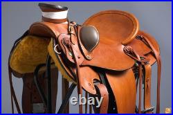 BH 15 In HILASON Western Horse Wade Saddle Genuine Leather Ranch Roping Brown