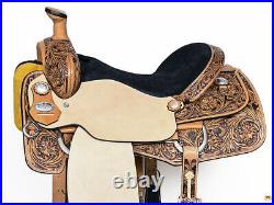 BH 16 In HILASON Western Horse Floral Ranch Roping American Leather Tack Set