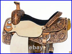 BH 16 In HILASON Western Horse Floral Ranch Roping American Leather Tack Set