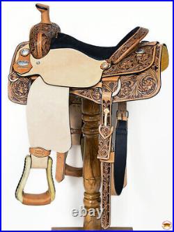 BH 16 In HILASON Western Horse Floral Ranch Roping American Leather Tack Set