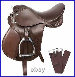 BROWN CLOSE CONTACT ENGLISH HORSE LEATHER SADDLE 16 in