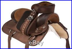 BROWN WESTERN PLEASURE TRAIL SYNTHETIC SEAT HORSE SADDLE TACK SET 16 17 18 in