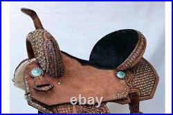 Barrel Racing Horse Saddle Premium Leather Western Equestrian Cowhide 12-18 inch