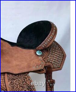 Barrel Racing Horse Saddle Premium Leather Western Equestrian Cowhide 12-18 inch