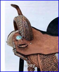 Barrel Racing Horse Saddle Premium Leather Western Equestrian Cowhide 12-18 inch