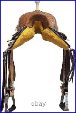 Barrel Racing Horse Saddle Riding Western Trail Leather Tooled Carved 12-18 inch