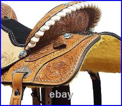 Barrel Racing Horse Saddle Riding Western Trail Leather Tooled Carved 12-18 inch