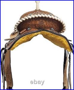 Barrel Racing Horse Saddle Riding Western Trail Leather Tooled Carved 12-18 inch