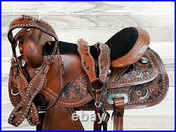 Barrel Racing Saddle Pro Western 18 17 16 15 Floral Tooled Leather Horse Tack