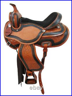 Barrel Racing Saddle Pro Western Horse Pleasure Tooled Leather Tack 18 17 16 15