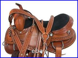 Barrel Racing Saddle Western Horse Pleasure Handmade Leather Tack 15 16 17 18