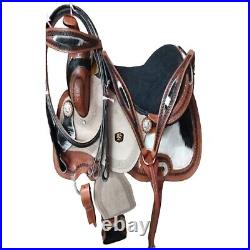 Barrel Racing Western Horse Riding Saddle Leather Tooled Carved 12-18 inch Seat