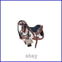 Barrel Racing Western Horse Riding Saddle Leather Tooled Carved 12-18 inch Seat