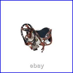 Barrel Racing Western Horse Riding Saddle Leather Tooled Carved 12-18 inch Seat