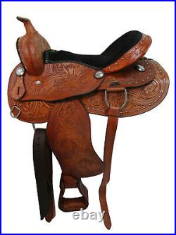 Barrel Racing Western Horse Saddle Premium Tooled Pleasure Tack Set 15 16 17 18