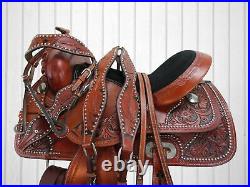 Barrel Racing Western Saddle Cowgirl Tooled Used Leather Tack Set 15 16 17 18