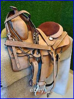 Barrel Racing Western Trail Horse Saddle Tack Premium Leather Tooled 10-18 23CVK