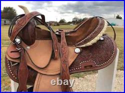 Barrel Racing Western Trail Horse Saddle Tack Premium Leather Tooled 10-18 JYT54