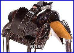 Barrel Racing Western Trail Horse Saddle Tack Premium Leather Tooled 10-18 jihj8