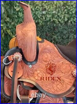 Barrel Racing Western Trail Horse Tack Saddle Premium Leather Tooled All Size