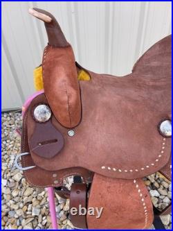 Barrel Saddle 14.5 FQHB Lightweight Western Horse Racing Rodeo Leather Tack