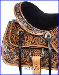 Barrel Saddle 16 17 18 in Premium Pleasure Trail Western Horse Leather Tack Set