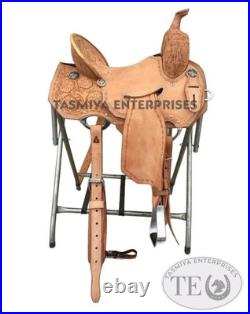 Barrel Saddle 16 Western Leather Horse Saddle Set FQHB Handmade