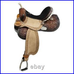 Barrel Saddle Barrel Racer Conchos & Floral Tooling Full QH Bars 14 15 16 NEW