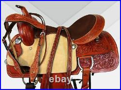 Barrel Saddle Custom Made Leather Pleasure Horse Racing Tooled Leather 15 16 Set