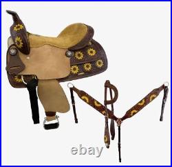 Barrel Saddle SET with Painted Sunflower Design Full QH Bars 15 16 NEW