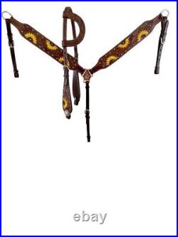 Barrel Saddle SET with Painted Sunflower Design Full QH Bars 15 16 NEW