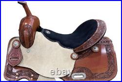 Barrel Style Saddle Floral Tooling Rough Out Full QH Bars 14 15 NEW