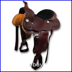 Barrel Western Racing Carving Tooled Leather Tack Horse Saddle 12-18 Free Ship