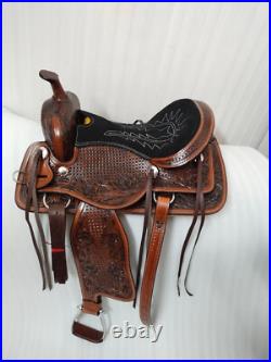 Beatiful Designer Western Leather Saddle Barrel Horse Saddle Tack Set All Size