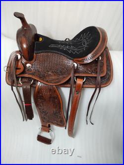 Beatiful Designer Western Leather Saddle Barrel Horse Saddle Tack Set All Size