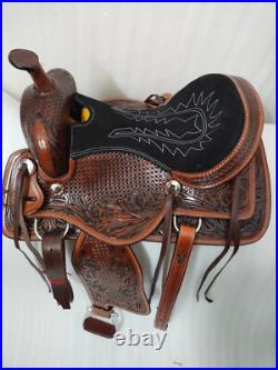 Beatiful Designer Western Leather Saddle Barrel Horse Saddle Tack Set All Size