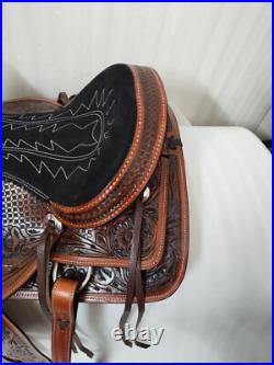 Beatiful Designer Western Leather Saddle Barrel Horse Saddle Tack Set All Size