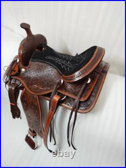 Beatiful Designer Western Leather Saddle Barrel Horse Saddle Tack Set All Size