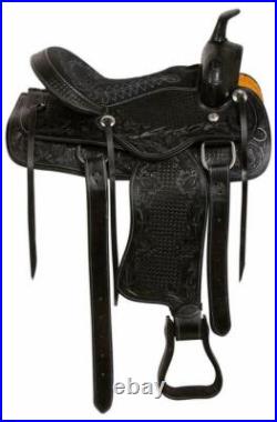 Beautiful Black Premium Saddle, Leather Western For Pleasure Barrel Trail Horse