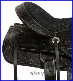 Beautiful Black Premium Saddle, Leather Western For Pleasure Barrel Trail Horse