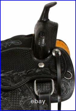 Beautiful Black Premium Saddle, Leather Western For Pleasure Barrel Trail Horse