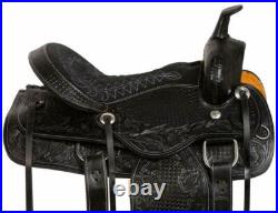 Beautiful Black Premium Saddle, Leather Western For Pleasure Barrel Trail Horse