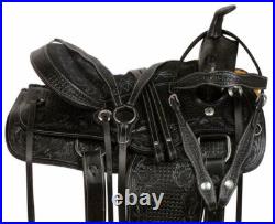 Beautiful Black Premium Saddle, Leather Western For Pleasure Barrel Trail Horse