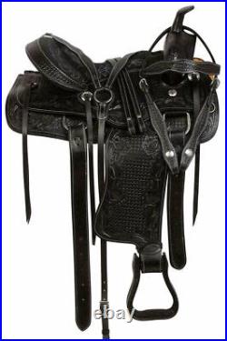 Beautiful Black Premium Saddle, Leather Western For Pleasure Barrel Trail Horse