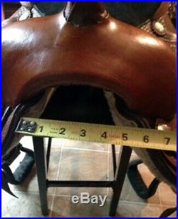 Beautiful Western Pleasure Show Brown 15 Equestrian Trail Riding Roping Saddle