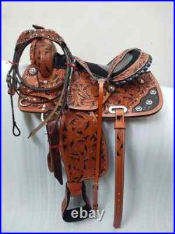 Beautiful Western Premium leather Trail Horse Riding Saddle & All Size Available