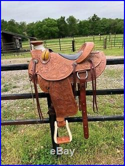 Beautifully tooled 16 Inch Western Roping Saddle