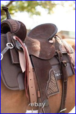 Best Quality Western Leather Barrel Rough Out Saddle With Free Matching Tack set