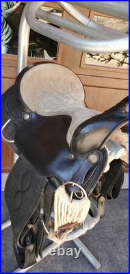 Big Horn 16 in Pleasure/Trail Western Horse Saddle, Black Leather 16in